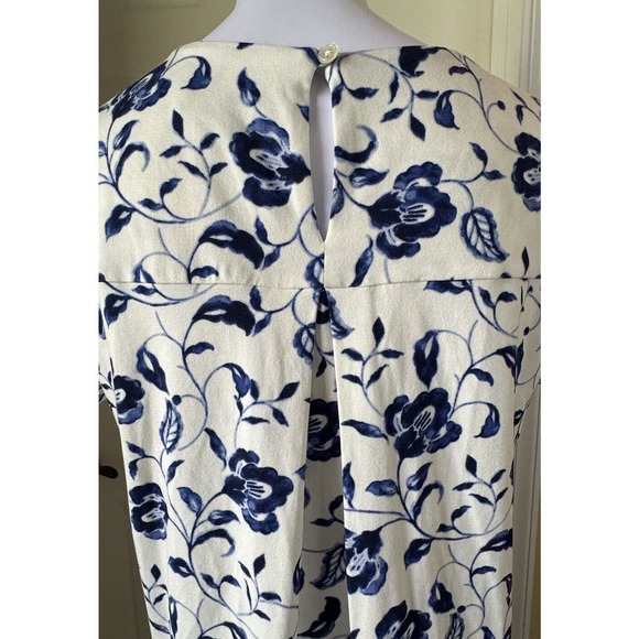 JJill Wearever Blue White Floral Short Sleeve Soft Stretchy Dress Womens PetiteS - Picture 3 of 7